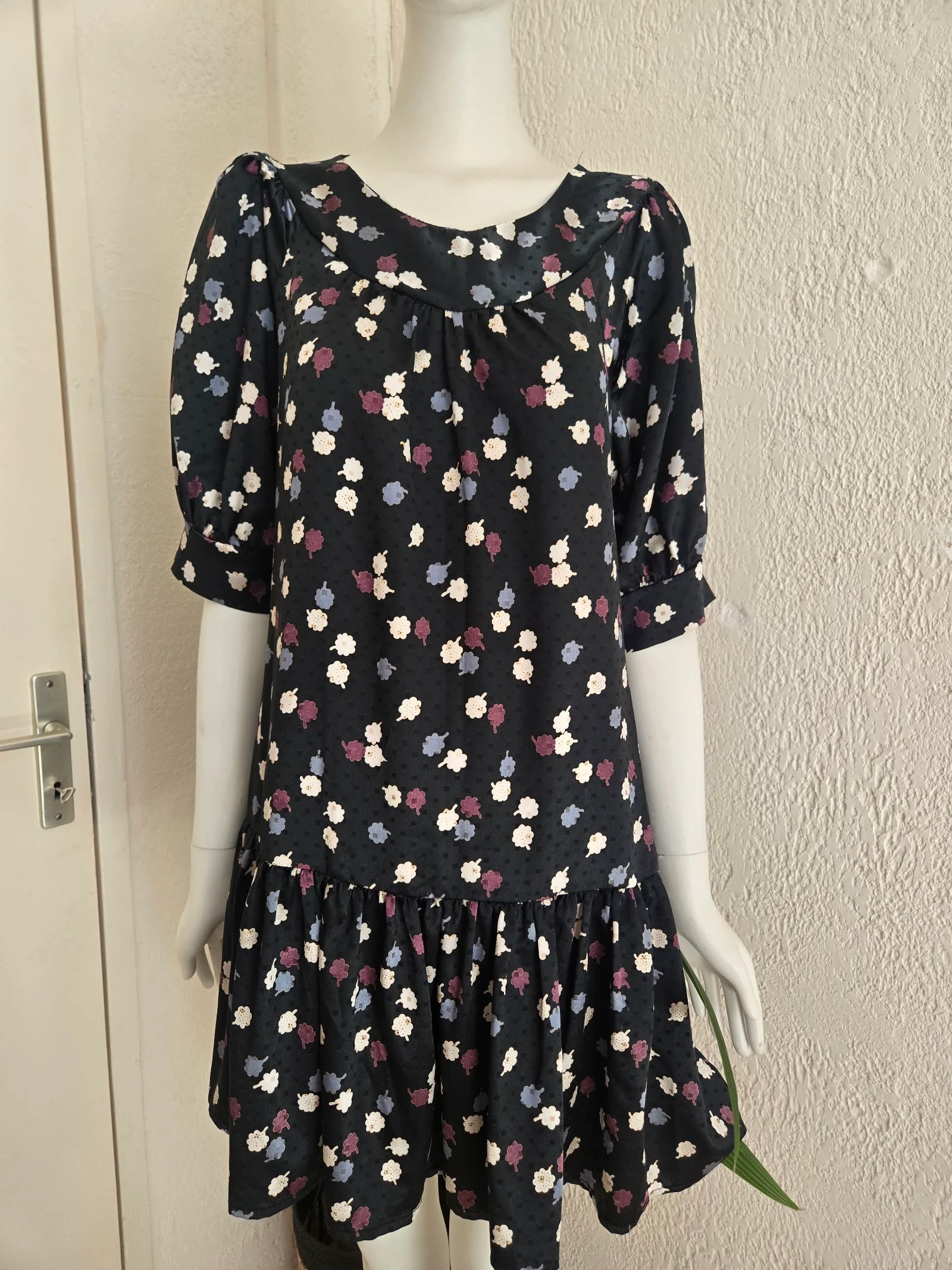 Floral black Naïs dress - Size M - Romantic bohemian - 3/4 sleeves - Very good condition – photo 4